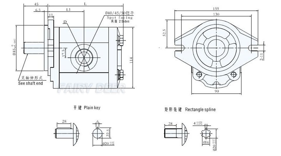 hydraulic gear pump outline dimension